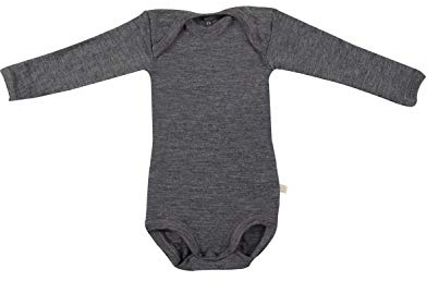 DILLING Body pour bébé à Manches Longues en Laine mérinos Bio Mélange de Gris foncés Mélange de Gris foncés 68
