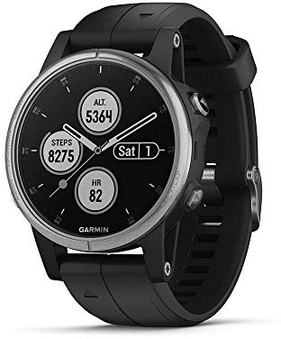 Garmin fēnix 5 Plus, Premium Multisport GPS Smartwatch, features Color Topo Maps, Heart Rate Monitoring, Music and Pay, Black/Silver (Renewed)
