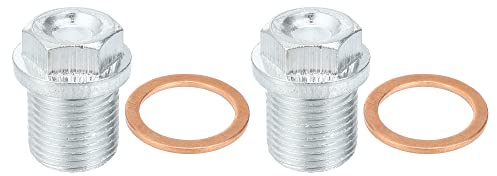 X AUTOHAUX 2pcs M18x1.5 Acciaio Motore Olio di Scarico Vite per Volvo Silver Tone