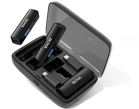 BOYA BOYALINK Lavalier Mikrofon Kabellos, 2.4GHz Mini Ansteckmikrofon für USB C Android iPhone Smartphones, Kamera, Tablets, für YouTube Video, Vlog, Podcast, Facebook Livestream, Tiktok