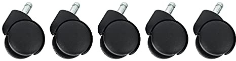Marinada Ruote per caster da 50 mm con rotelle per sedie da ufficio - Set di 5 - Nero