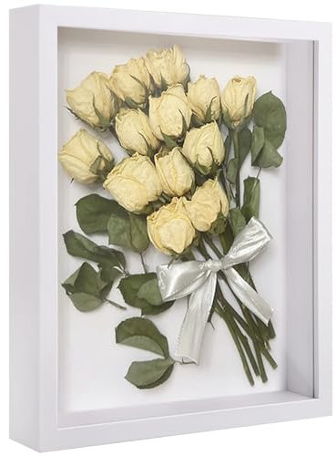HXSYKJDM Cornice portafoto 3D da riempire, moderna, decorativa, profonda da riempire, per medaglie, fiori, ricordi, bianco (25 x 30 cm)
