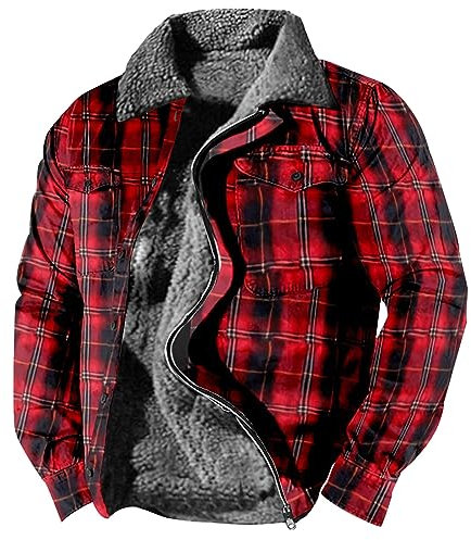 Trachten Strickjacke Herren Taktische Jacke Herren Schwarzer Mantel Mäntel Herren Winter Fleecejacke Herren Pullover Bomberjacke Herren Fahrradmantel 28 Zoll (Red, L)