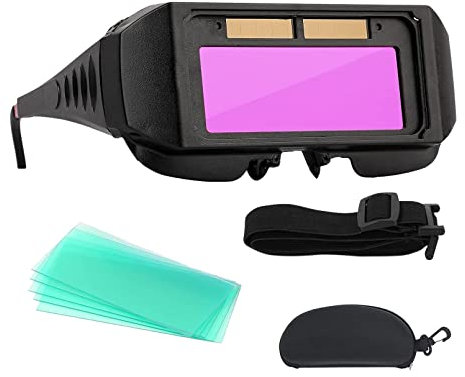 Jemcgrl Gafas de Soldadura con Oscurecimiento Automático y Diadema Elástica, Negro