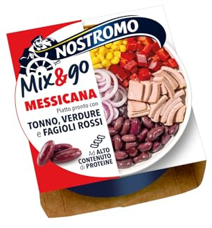 Nostromo Mix&Go Messicana - Piatto Pronto con Tonno, Verdure, Fagioli Rossi - Gusto Speziato e Veloce - 1 Confezione da 190g