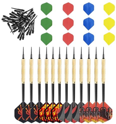 YUNXCNA 12 Stück Dartpfeile mit Kunststoffspitze, Plastikdart, Dart aus Weichem Kunststoff, 24 Weitere Dartmuster, 100 Dartspitzen Ersetzt, Dart Set aus Kunststoff, Auswechselbarer Dartkopf