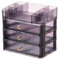 SIOOUI Makeup Organiser with 3 Drawers, Acrylic Stackable Cosmetic Organizer, Skincare Organiser with Removable Tray for Vanity, Desk Storage Holder for Lipstick, Brushes and Nail Polish (Purple)