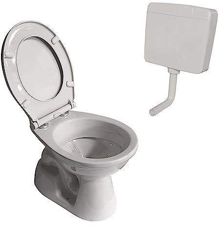 BELVIT Cuvette à fond profond, système de rinçage profond, sortie au sol verticale, 39 x 35 x 55,5 cm, sanitaire, gris Manhattan, pose au sol, couvercle Softclose, réservoir de chasse certifié CE EN