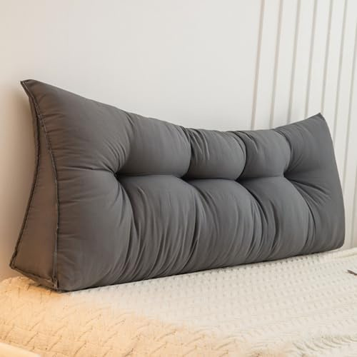 Almohada de cuña para cama doble, almohada de apoyo para la espalda, almohada de lectura tapizada de algodón lavado suave, cojín de cabecero para cama, sofá, tatami, respaldo lumbar (90 x 50 x 15 cm,