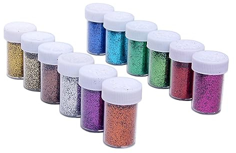 AKOOSY 12 Glitterpulver Glimmerpulver Glitterpaljetter Manikyrglitter Glimmerpigment Nagelpigment Nagelkonst Glitter