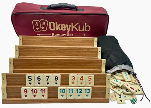Generisch OkeyKub-mittelgroßes Rummy, Romme, Okey Set, Reisespiel aus Holz (mittelgroß 36,0 x 9,0 x 7,0 cm)