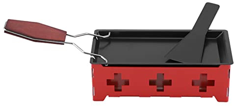 Julihai Julihai Sartén para Raclette de Queso con Luz de Velas, Fundidor de Luz de té Antiadherente con Espátula, Plegable, Rojo