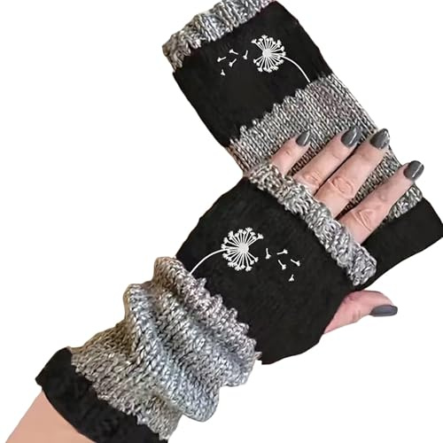 Generisch Mitaines mi-doigts - Chauffe-pouls d'hiver - En tricot chaud - Sans doigts - Pour l'hiver - Soulagement de la douleur au canal carpien - Sans doigts - Pour la frappe et le travail quotidien