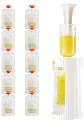 Support de poche pour compote de pommes – Kit alimentaire rechargeable, presse-purée, station de remplissage sans déversement | Préparation d'alimentation pour collations faites maison, stockage de