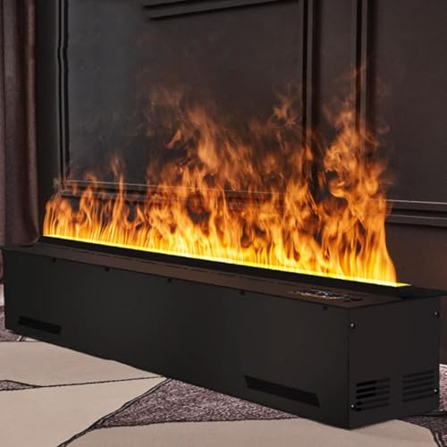 Dekorativ elektrisk kamin med vattenånga med luftfuktare och 3D-finfördelad låga, 3 mm ultratunn panel, ingen uppvärmning, perfekt för heminredning, kontor och hotell (700 mm)
