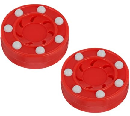 DOITOOL Disco de Hockey Profesional para Patines 2 Unidades Rojo, Discos de Entrenamiento para Hockey sobre Patines, Alta Resistencia para Superficies Lisas Interiores y Exteriores, Juego