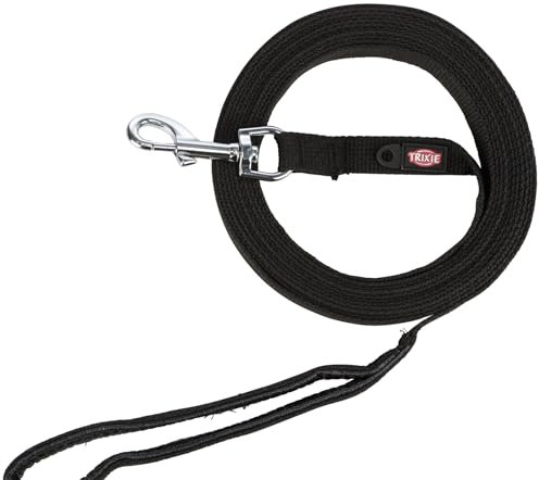 TRIXIE Schleppleine M–L, 5 m 20 mm in schwarz - Lange Hundeleine für Training und Outdoor - für mittelgroße bis große Hunde - 19901