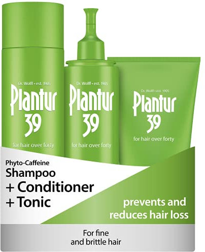 Plantur 39 Caffeine Shampoo Conditioner and Tonic Prevents and Reduces Hair Loss | For Fine Brittle Hair | Unique Galenic Formula Supports Hair Growth | 250ml Shampoo | 150ml Conditioner | 200ml Tonic