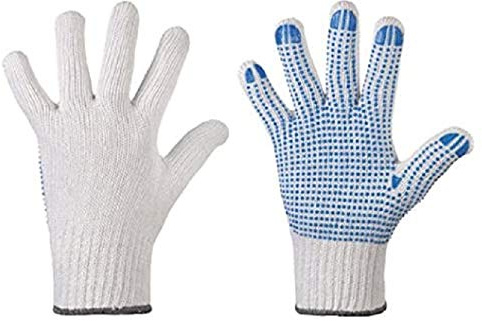 12 pares de guantes de algodón con grano – Guantes de trabajo – Estrella Relieve – Tamaño 10 (Hombre) – gripha ndschuh – Almacenamiento Guante