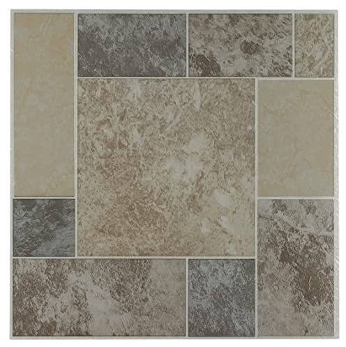 Nexus Self Adhesive 12-Inch Vinyl Floor Tiles, 20 Tiles - 12 x 12, Marble Blocks Pattern - Peel & Stick, DIY Flooring for Kitchen, Dining Room, Bedrooms & Bathrooms by Achim Home Decor