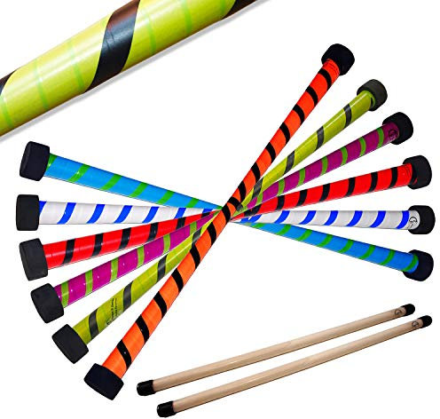 Flames 'N Games Twist Diable Ensemble Bâton avec Gratuit Bois Contrôle Main Bâtons - Noir/Vert