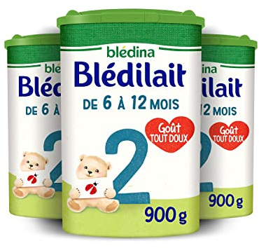 Blédina Blédilait 2, Lait en Poudre pour bébé, De 6 Mois à 12 Mois, 900g (Boîtex3)