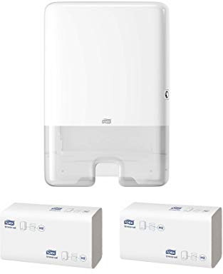 Tork Xpress Multifold 552000 Elevation Design - Distributore di asciugamani H2 per asciugamani pieghevoli a rimozione semplice, bianco (bianco, dispenser + 460 stracci)