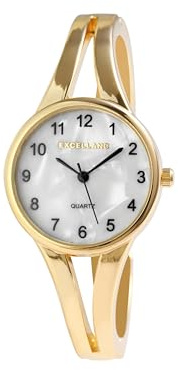 Excellanc® Damen-Spangenuhr Metall Armreif Perlmutt Zifferblatt Länge 18 cm goldfarbig weiß Perlmutt Quarz-Armbanduhr