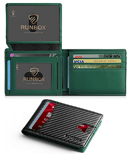 RUNBOX Wallet for Men -Slim RFID Leather Mens Bifold Wallets 2 ID Window With Gift Box Men's Accessories