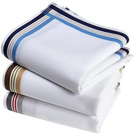 Taschentücher für Herren, Premium, 100 % gekämmte Baumwolle, 45 cm x 45 cm, 3 Stück, Modell A18, sortiert, 45cm x 45cm