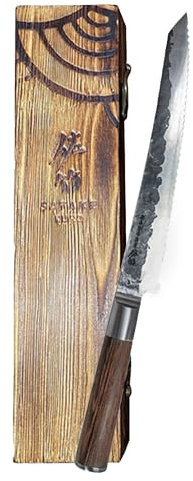 Satake Brotmesser Wellenschliff - Kitchen Knife - Einzigartiges Brötchenmesser - Brotschneidemesser, Handgeschmiedet 25 cm