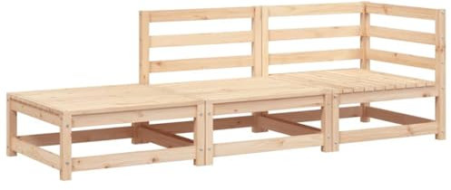 vidaXL Gartensofa 2-Sitzer, Modular Sofa mit Rückenlehne, Gartensessel Ecksofa mit Fußhocker, Relaxsessel Lounge Sessel Gartenmöbel, Massivholz Kiefer