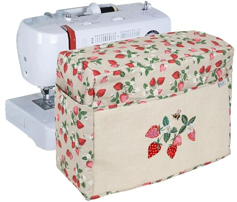 Hobby Gift Funda para Máquina de Coser con Bolsillos, Funda Protectora contra el Polvo con Compartimentos para Accesorios, Compatible con Máquinas Estándar, 33,5 x 44 x 21 cm, Fresas