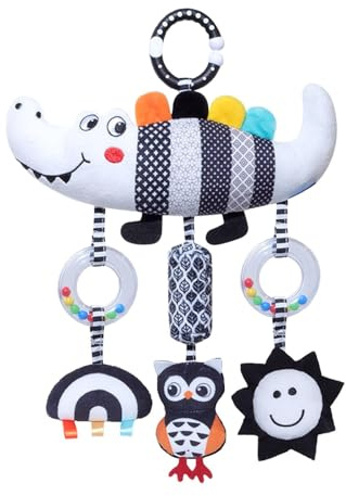 F Fityle Berceau Mobile pour bébés, hochets pour Berceau, développe Les compétences visuelles, Animaux Mobiles Noirs et Blancs, Jouet Suspendu pour Poussette, Crocodile