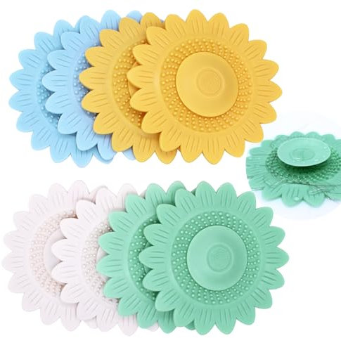8 Stück Universal Abflussstopfen, Waschbeckenstöpsel mit Haarsieb Funktion, Abflusssieb Silikon Badewannenstöpsel, Spülbeckenverschlusssieb, Abflussstöpsel für KüchenspüLe Bäder Wäsche