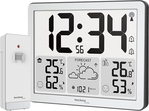 WS6780-2 in 1 orologio radio e stazione meteo radio in uno, temperatura interna ed esterna, umidità, pressione atmosferica, fino a 3 trasmettitori (un trasmettitore incluso)