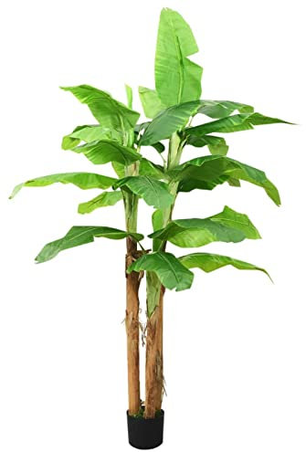 Sufrk Konstgjord Bananträd med Vase 300 cm Grön, Konstgjord Banan för Hem Och Kontorsdekoration, Träd, Hyperrealistisk Dekorativ Konstgjord Växt med Naturlig Stam