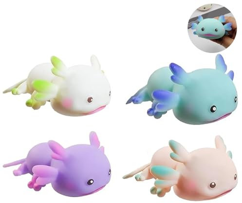 Zonoori 4er Set Axolotl Stressball Druckspielzeug | Anti-Stress-Spielzeug für Erwachsene| Weiches Sensorikspielzeug mit Realistischer Textur