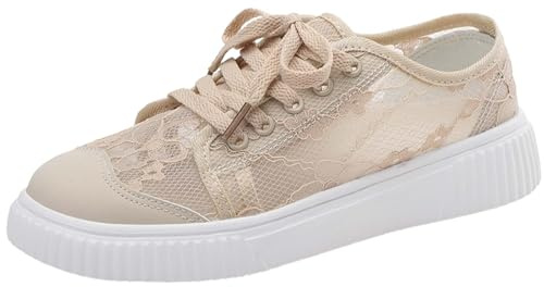 Generisch Chaussures plates pour costume traditionnel bavarois pour femme - Baskets plates en maille avec dentelle - Respirantes - Chaussures de loisirs brodées - Chaussures d'été - Chaussures de