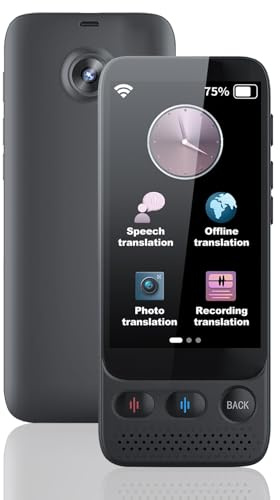 Appareil de Traduction Vocale, Traducteur Appareil de Traduction Vocale avec Sortie Vocale de Photos/WiFi/Hotspot/Hors Ligne, Traducteur instantané pour Les Voyages, Apprentissage des Langues
