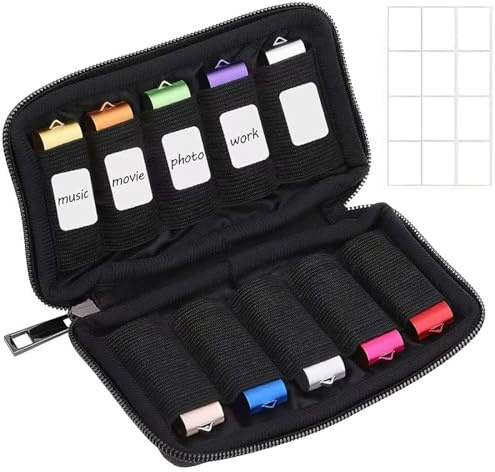 UIEXAY 1 Pièce Sac De Rangement Pour Clé Usb, Case De Stockage, Étui De Rangements, Clé-Usb Cle Usb Rangement Clef 10 Emplacements Avec Autocollants Pour Jump Drives/Pen Drive/Thumb Drive/Flash Drives