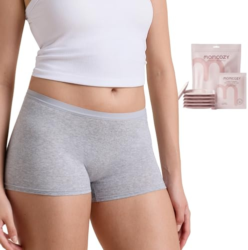 momcozy 7 Pcs 100% Cotton Postpartum Disposable Underwear | Breathable Mid-High Waist Knickers with Wide Gusset, C-Section Recovery Essentials