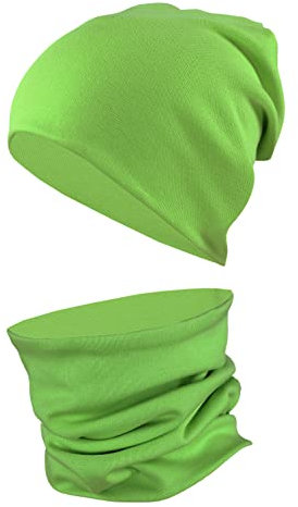 TupTam Mütze und Schal Kinder Set – Weiches Schal Mütze Set Kinder für Herbst und Winter, Farbe: Lindgrün, Größe: 56-62