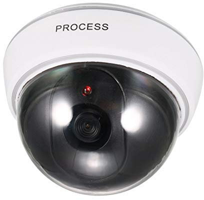 N/A - Finta Telecamera di Sicurezza a Cupola fittizia CCTV con Lampeggiante Rosso LED Spia di Allarme per casa, Esterno, Interno Bianco