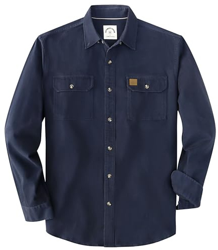 Dubinik® Chemise de Loisirs pour Homme à Manches Longues avec 2 Poches Poitrine boutonnées Comfort Fit, Bleu Marine, XXL