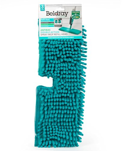 Beldray LA080196UFEU7 doppelseitiger Ersatz-Sprüh-Moppkopf| Für Mopp LA067098UFEU | Mit antibakteriellem Schutz behandelt | Kann nass oder trocken verwendet werden, Blau
