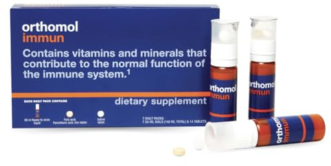 Orthomol Immun, Immune Support Supplement, Daily Immune System Booster, Vitamins A, B, C, D, E, Zinc, Selenium & Iodine, 7-Day Supply of Tablets & Drinkable Vials