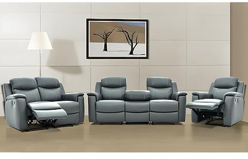 Vente-unique-Ledergarnitur Relax 3+2+1 - Anthrazit - Evasion
