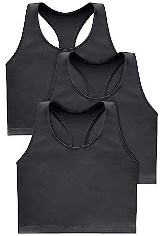 Hanes Women's Originals Racerback Crop Tank Top, Cropped Tank with Built-in Bra, 2-Pack