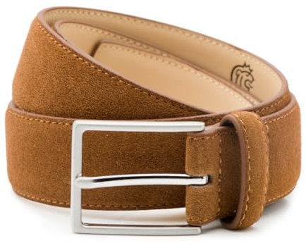 Riemen & Co DTCH.FIT Herrengürtel Bobby - Wildleder - Cognac - Breite: 3,5 cm - 105 cm